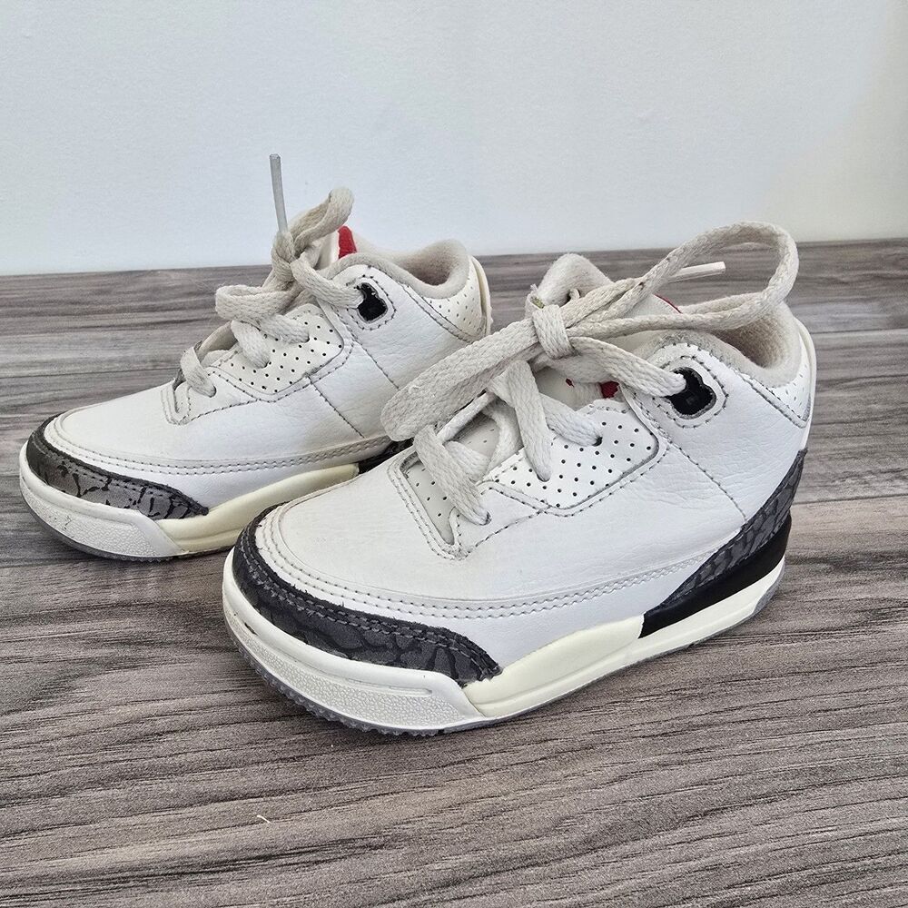 Nike Air Jordan 3 Retro Cement Grey Sneakers Toddlers Size 6C